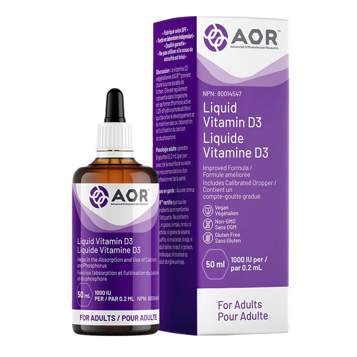 AOR Vitamin D3 Liquid Adults 1000IU 50mL