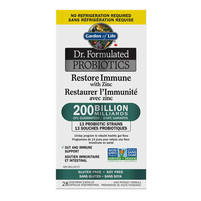 Garden of Life Dr. Formulated Restore Restore Immune With Zinc 200 Billion 28 Veggie Caps