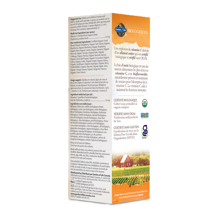 Garden of Life Organics Vitamin C Spray Orange Tangerine 58mL