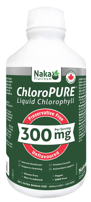 Naka Platinum ChloroPURE (Liquid Chlorophyll) 300mg Unflavoured 600mL