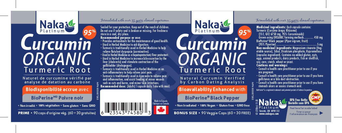 Naka Platinum Curcumin 95% Organic 60+30 Veggie Caps