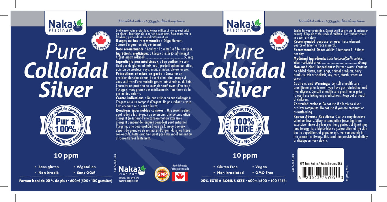 Naka Platinum Pure Colloidal Silver 600mL