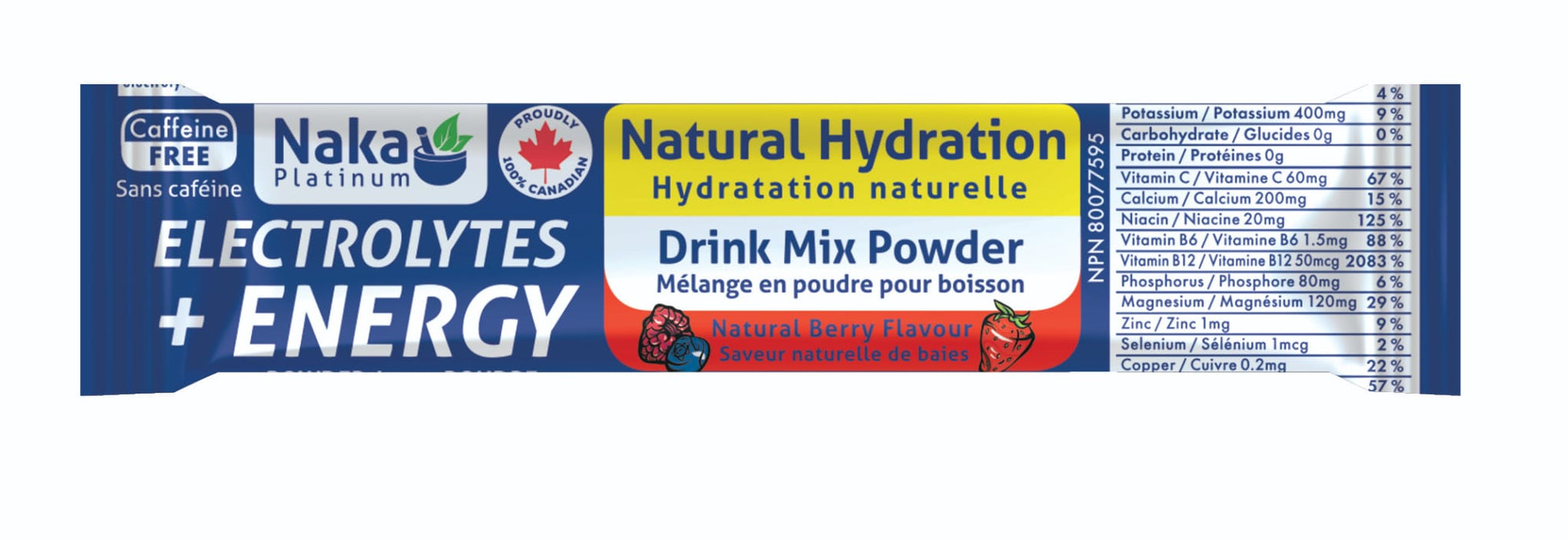 Naka Platinum Electrolytes+ Energy Natural Berry 24 Packs