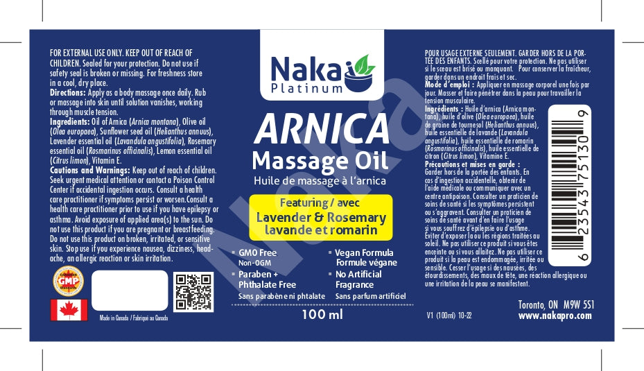 Naka Platinum Arnica Massage Oil 100mL