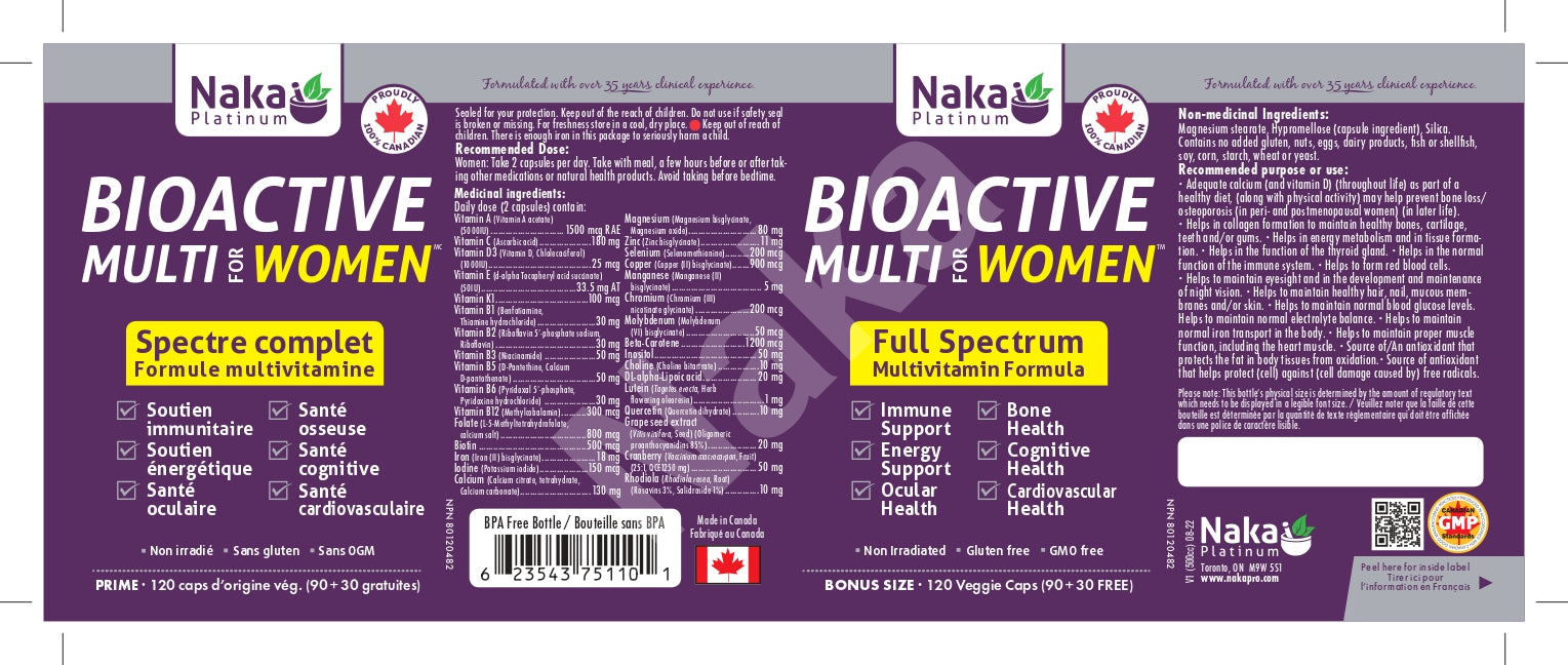 Naka Platinum BioActive Multi For Women 90+30 Veggie Caps