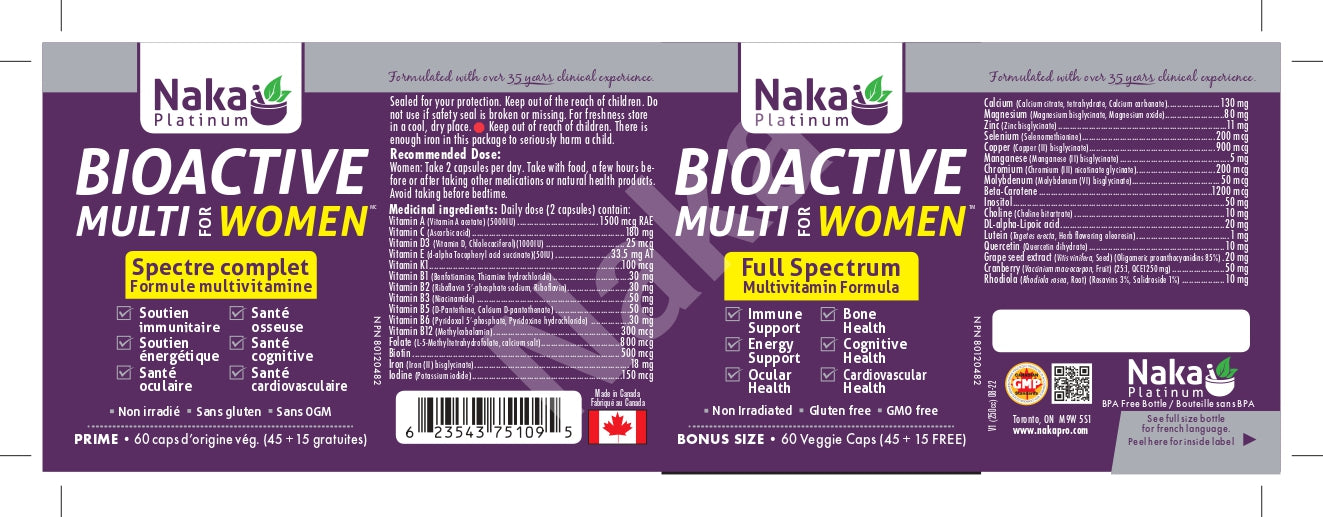 Naka Platinum BioActive Multi For Women 45+15 Veggie Caps