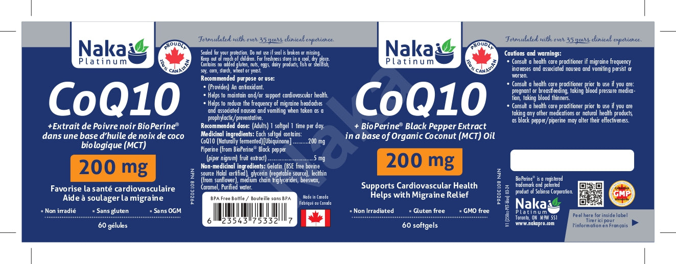 Naka Platinum CoQ10 200mg 60 Softgels