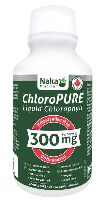 Naka Platinum ChloroPURE (Liquid Chlorophyll) 300mg Unflavoured 250mL