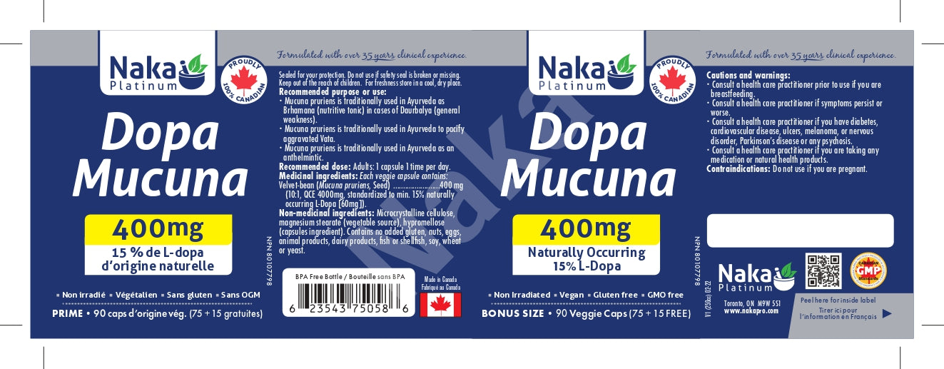 Naka Platinum Dopa Mucuna 400mg 90 Veggie Caps