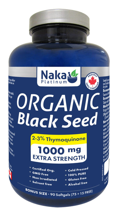 Naka Platinum Organic Black Seed 1000mg 75+15 Softgels