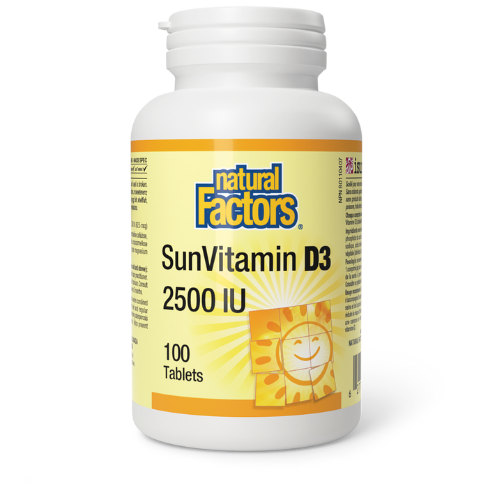 Natural Factors SunVitamin D3 2500 IU 100 Tablets