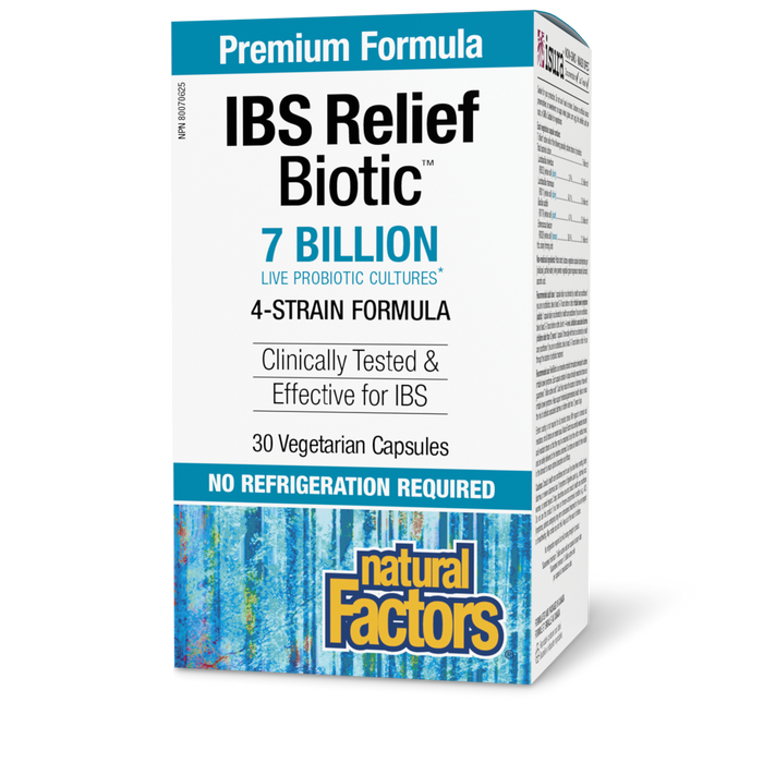 Natural Factors IBS Relief Biotic®  7 Billion Live Probiotic Cultures 30 Vegetarian Capsules