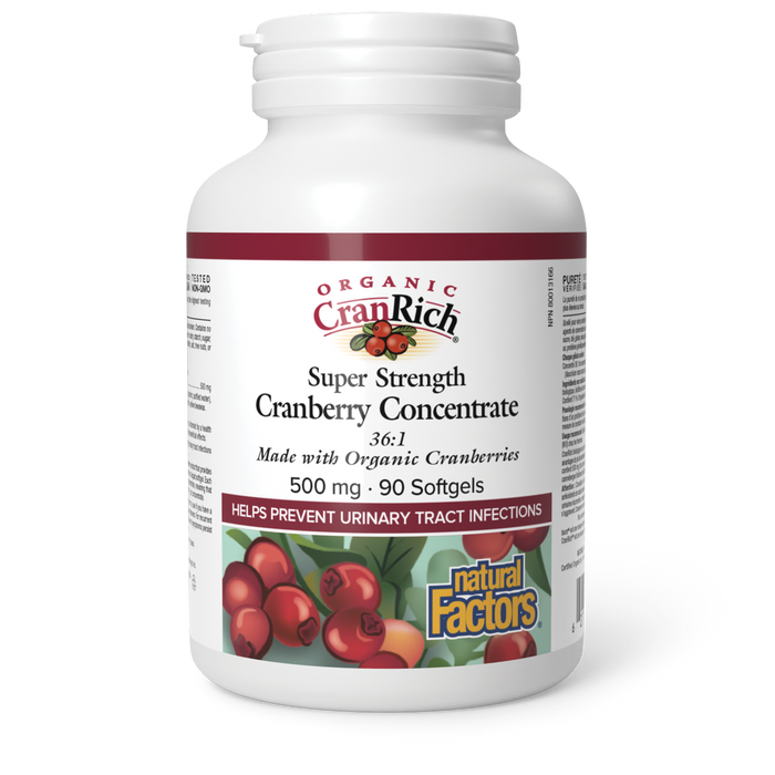 Natural Factors Organic CranRich® Super Strength Cranberry Concentrate 500 mg 90 Softgels