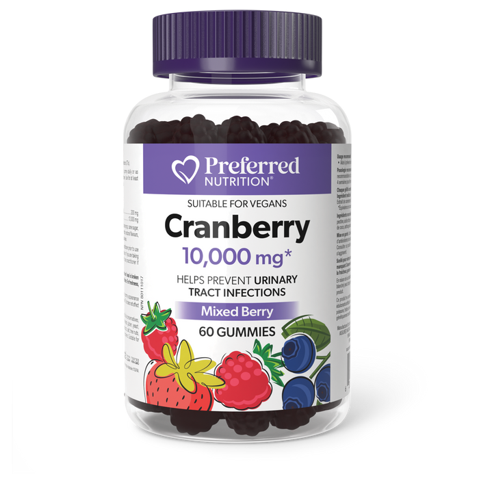 Preferred Nutrition Cranberry 10000 mg 60 Gummies Mixed Berry