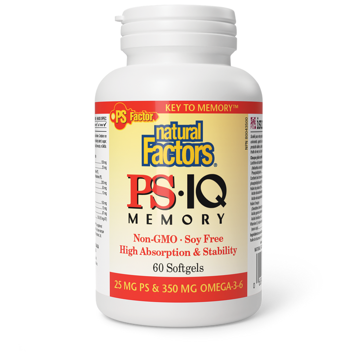 Natural Factors PS•IQ Memory PS 25 mg • Omega-3-6 350 mg  60 Softgels