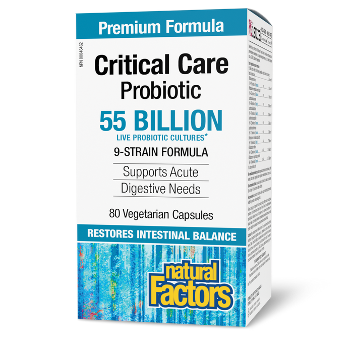 Natural Factors Critical Care Probiotic 55 Billion Live Probiotic Cultures 80 Vegetarian Capsules