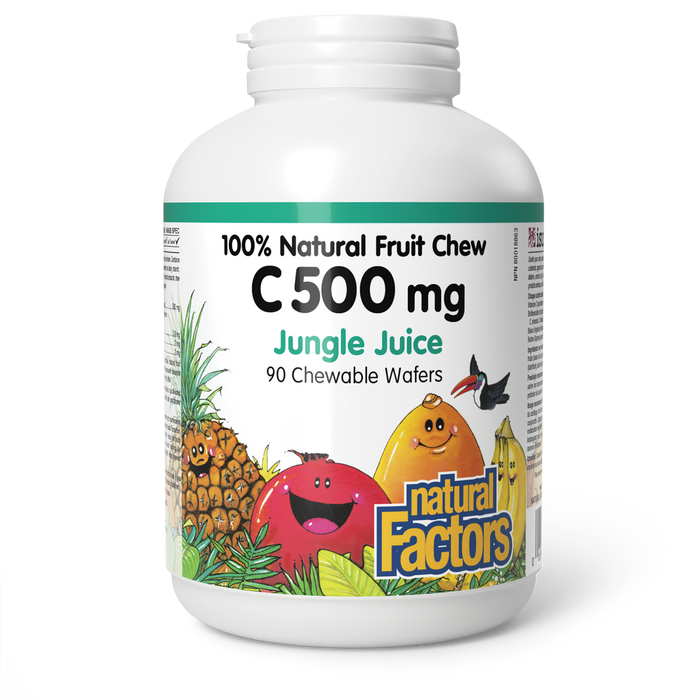 Natural Factors C 500 mg 100% Natural Fruit Chew 500 mg 90 Chewable Wafers Jungle Juice