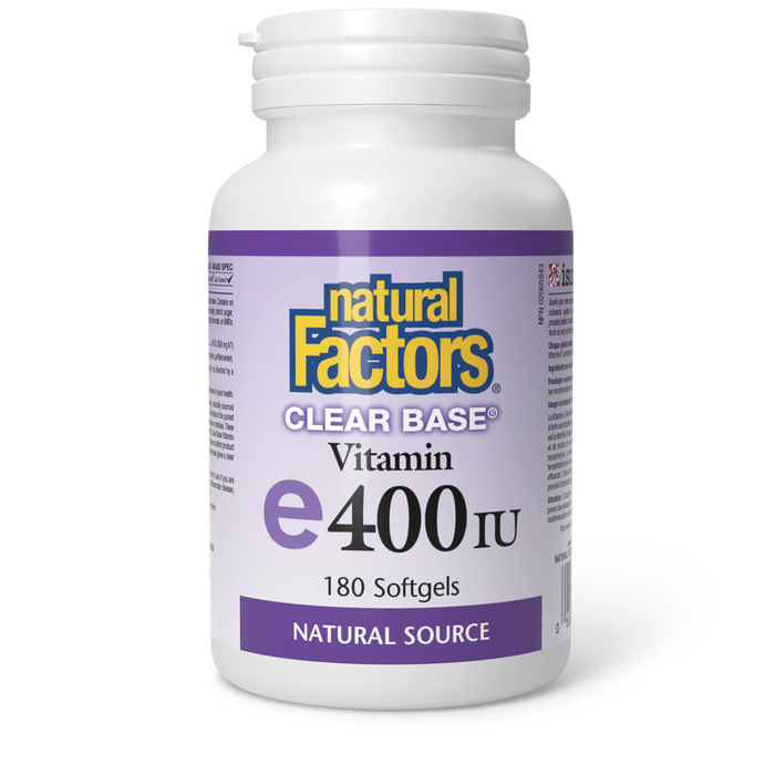 Natural Factors Vitamin E Clear Base® Natural Source 400 IU 180 Softgels