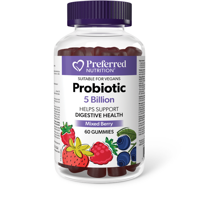 Preferred Nutrition Probiotic 5 Billion 60 Gummies Mixed Berry