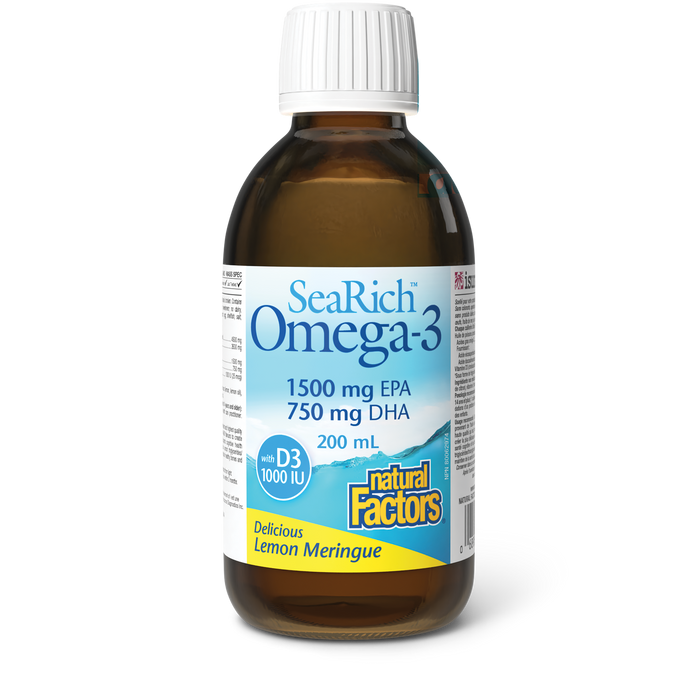 Natural Factors Omega-3 with D3 1500 mg EPA / 750 mg DHA 200 mL Liquid Lemon Meringue