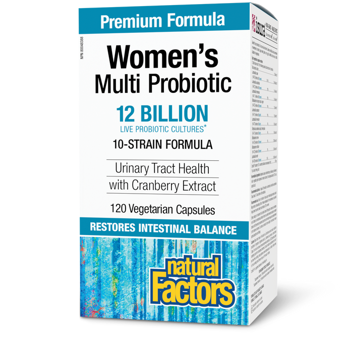 Natural Factors Women's Multi Probiotic  12 Billion Live Probiotic Cultures 120 Vegetarian Capsules