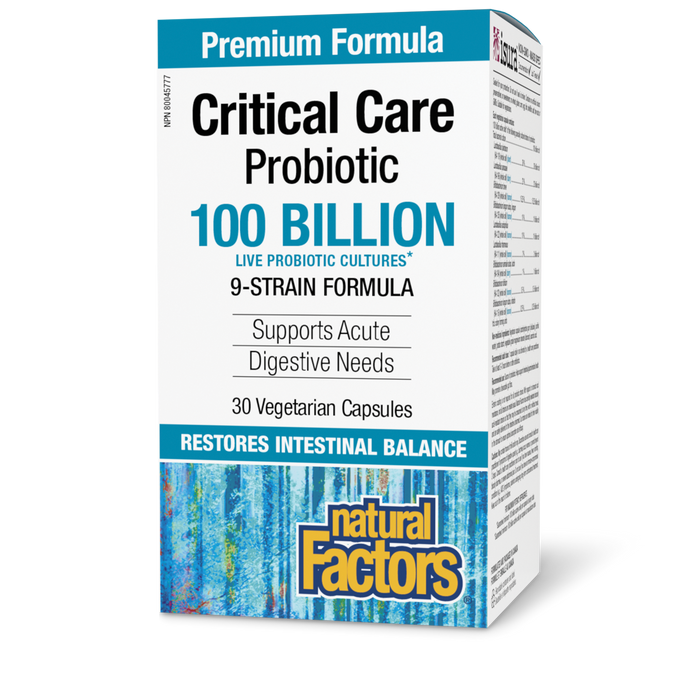 Natural Factors Critical Care Probiotic  100 Billion Live Probiotic Cultures 30 Vegetarian Capsules