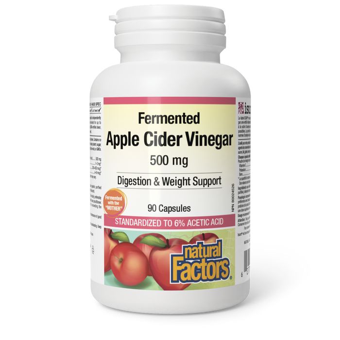 Natural Factors Fermented Apple Cider Vinegar 500 mg 90 Capsules