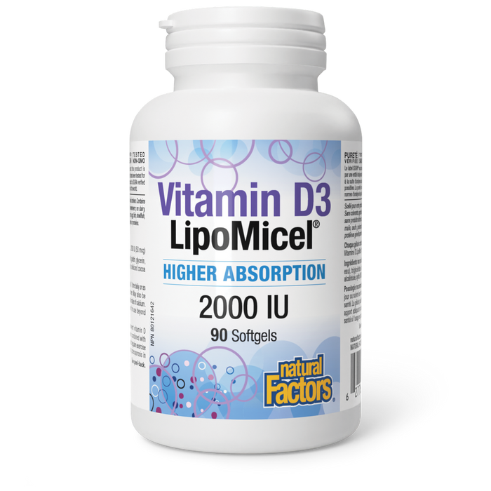 Natural Factors Vitamin D3 LipoMicel® 2000 IU 90 Softgels