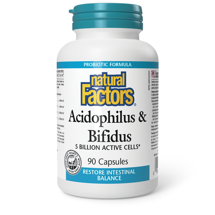 Natural Factors Acidophilus & Bifidus 5 Billion Active Cells 90 Capsules