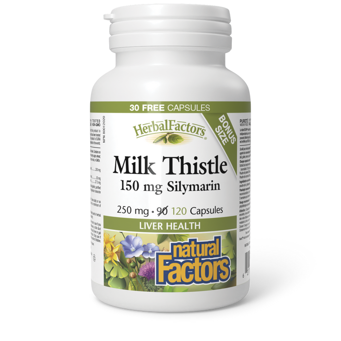 Natural Factors Milk Thistle 150 mg Silymarin 250 mg 120 Capsules