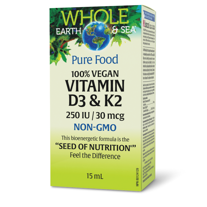 Whole Earth & Sea® 100% Vegan Vitamin D3 & K2 Pure Food 250 IU / 30 mcg 15 mL Liquid