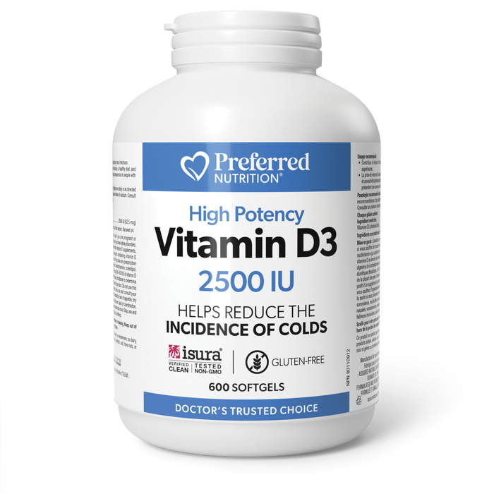 Preferred Nutrition Vitamin D3 2500 IU 600 Softgels