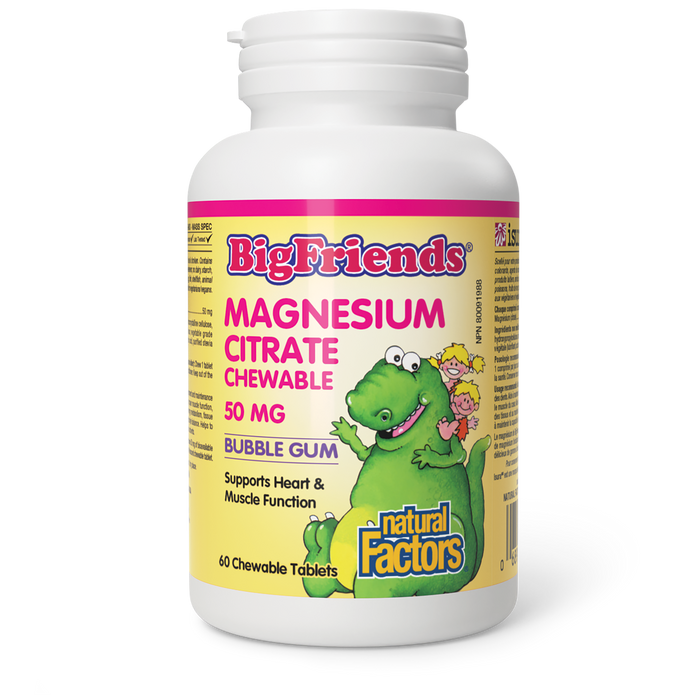 Natural Factors Chewable Magnesium Citrate 50 mg 60 Chewable Tablets Bubble gum