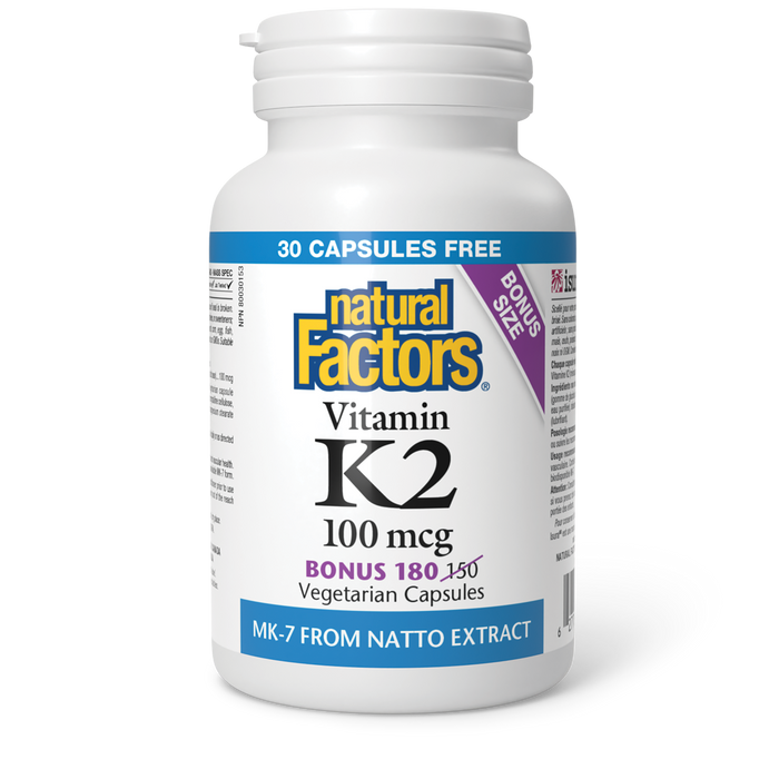 Natural Factors Vitamin K2 100 mcg 180 Vegetarian Capsules