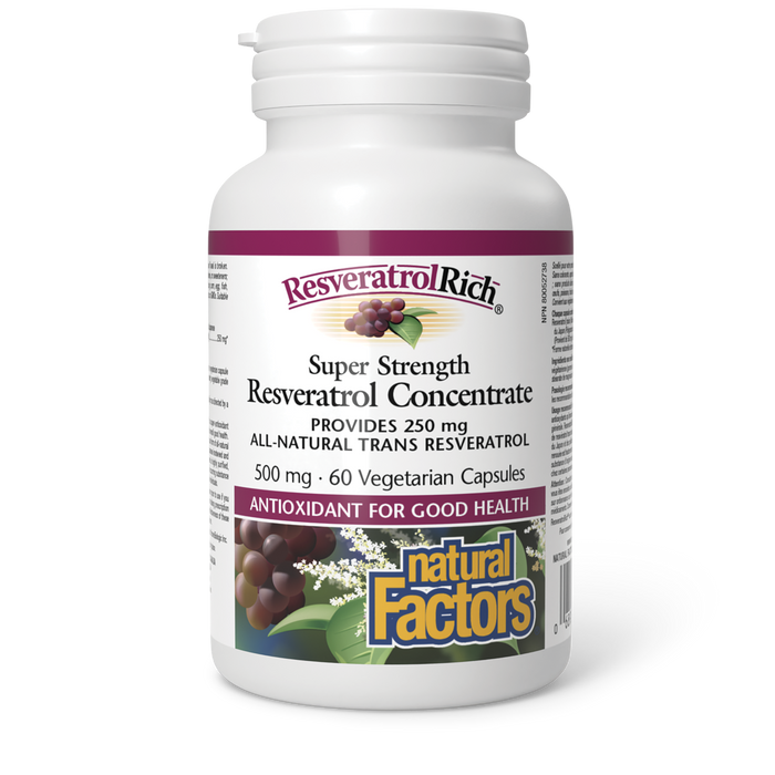 Natural Factors ResveratrolRich® Super Strength Resveratrol Concentrate 500 mg 60 Vegetarian Capsules