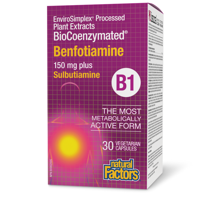 Natural Factors BioCoenzymated™ Benfotiamine B1 plus Sulbutiamine  150 mg 30 Vegetarian Capsules