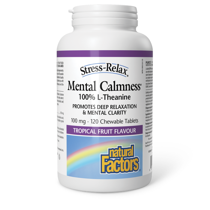 Natural Factors Mental Calmness 100 mg 120 Chewable Tablets Tropical fruit flavour