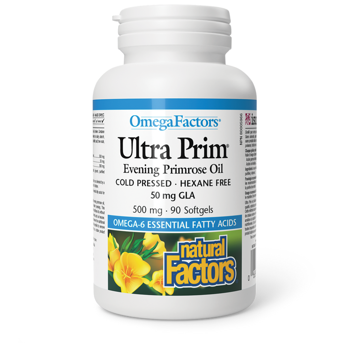 Natural Factors Ultra Prim Evening Primrose Oil 500 mg 90 Softgels