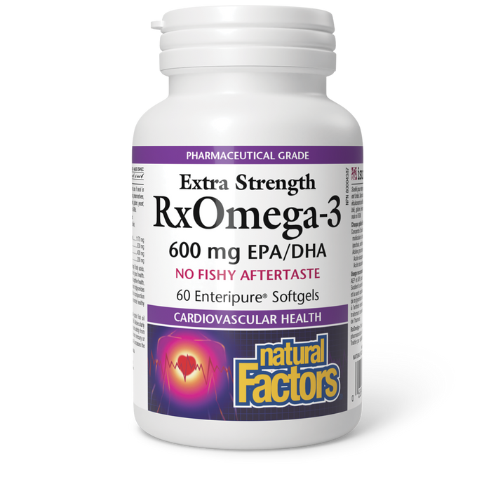 Natural Factors RxOmega-3 Extra Strength 600 mg 60 Enteripure® Softgels