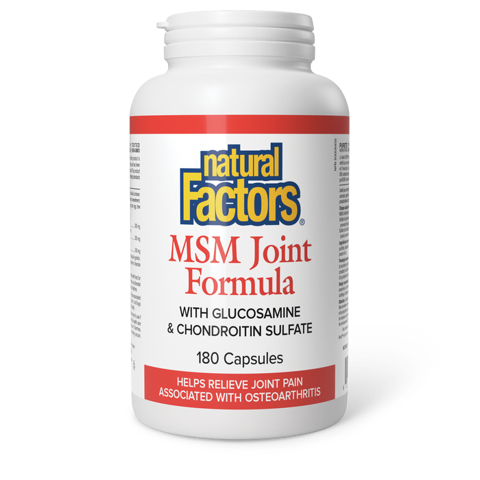 Natural Factors MSM Joint Formula with Glucosamine & Chondroitin Sulfates   180 Capsules