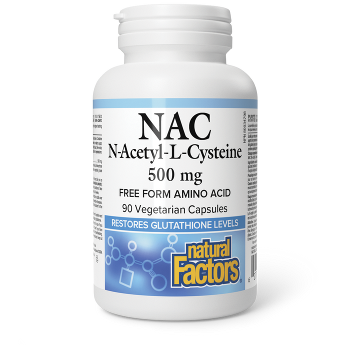 Natural Factors N-Acetyl-L-Cysteine 500 mg 90 Vegetarian Capsules