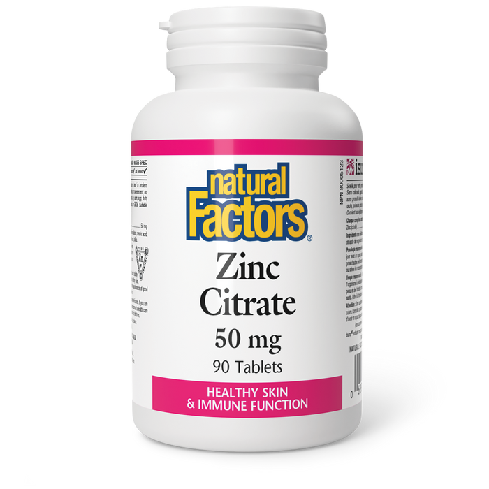 Natural Factors Zinc Citrate 50 mg 90 Tablets