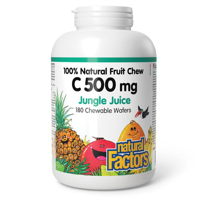 Natural Factors C 500 mg 100% Natural Fruit Chew 500 mg 180 Chewable Wafers Jungle Juice