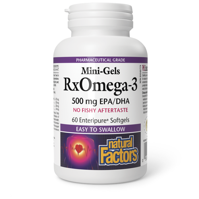 Natural Factors RxOmega-3 Mini-Gels 500 mg 60 Enteripure® Softgels