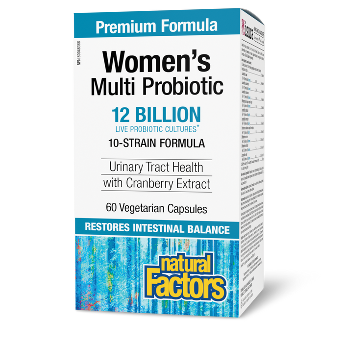 Natural Factors Women's Multi Probiotic  12 Billion Live Probiotic Cultures 60 Vegetarian Capsules