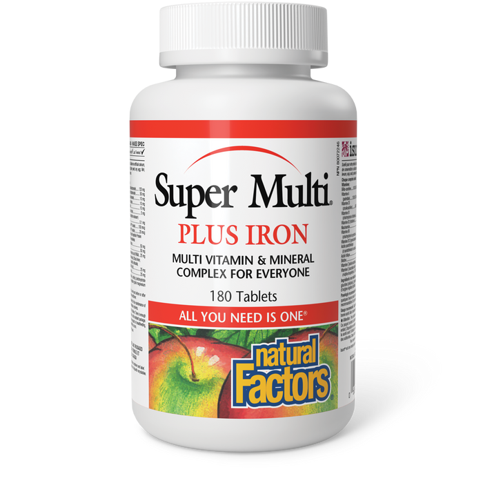 Natural Factors Super Multi Plus Iron  180 Tablets