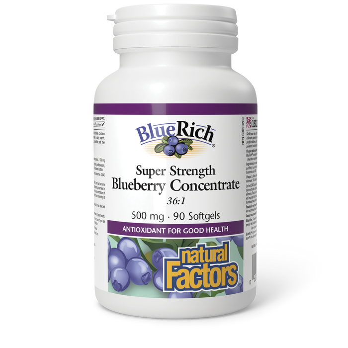 Natural Factors BlueRich® Super Strength Blueberry Concentrate 500 mg 90 Softgels