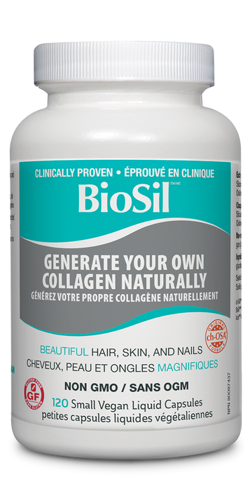 BioSil Choline-Stabilized Orthosilicic Acid	 Hair Skin Nails 120 Small Vegan Liquid Capsules