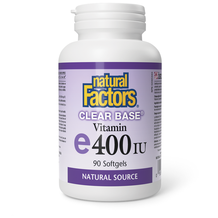 Natural Factors Vitamin E Clear Base® Natural Source 400 IU 90 Softgels