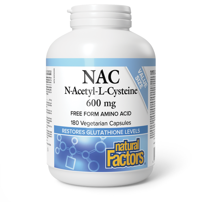 Natural Factors N-Acetyl-L-Cysteine 600 mg 180 Vegetarian Capsules